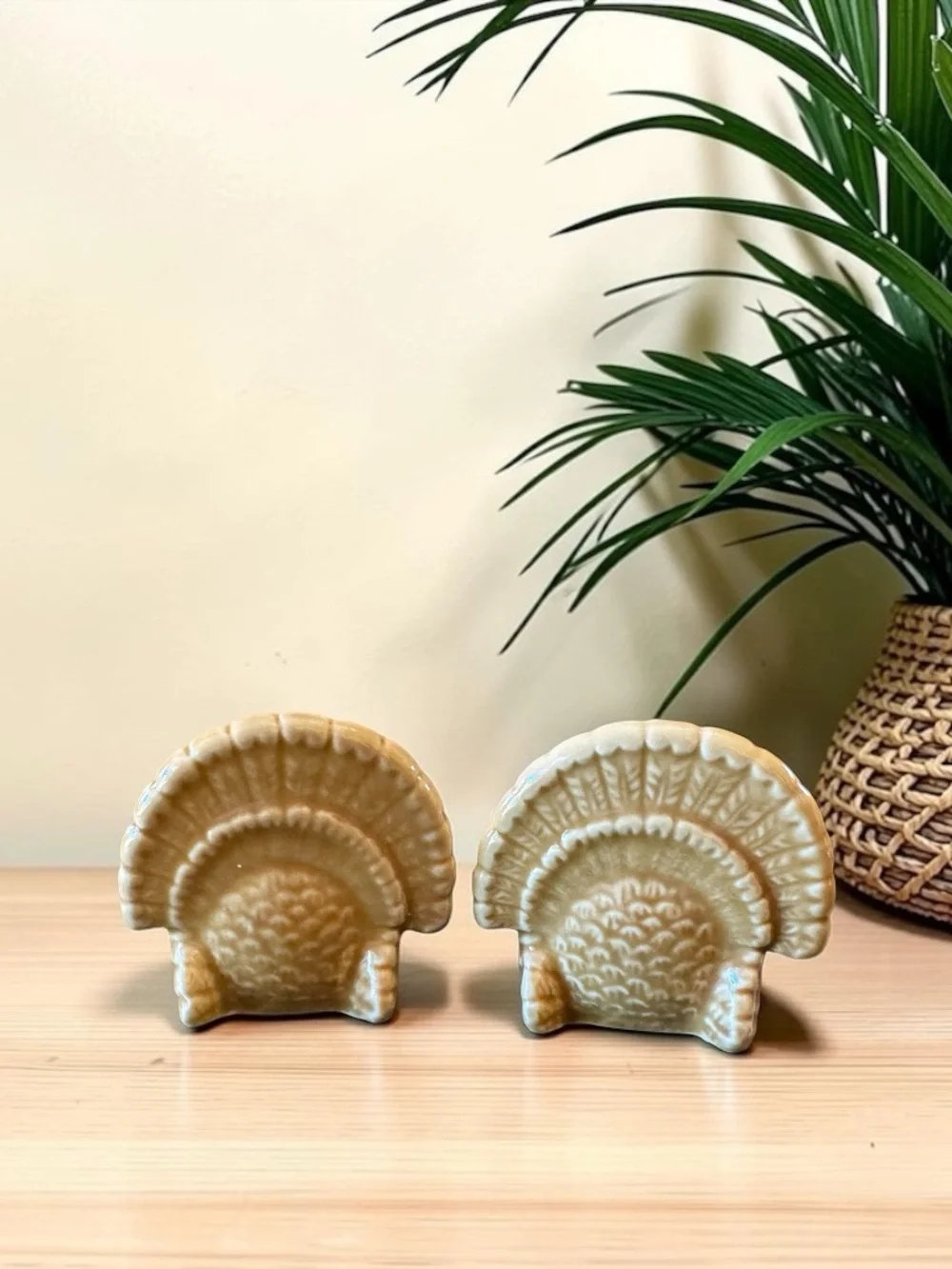HMK Turkey Ceramic Candlestick Holders Set of 2 Thanksgiving Decor